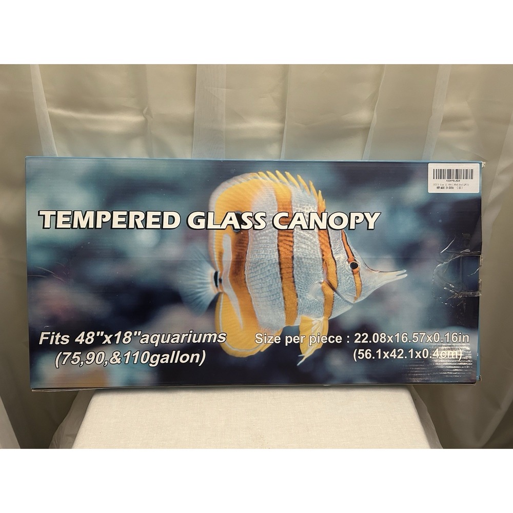 2PCS Set Clear Tempered Glass Canopy,75/90/110 Gallon Aquarium Fish Tank Hoods